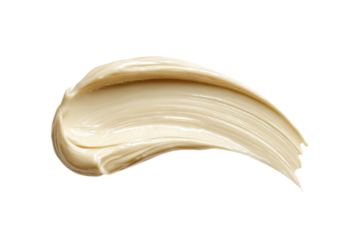 Beige cream smear, slightly textured, against black backdrop