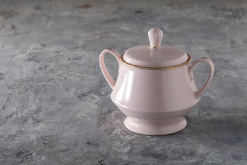 Contemporary Fine China Pink Sugar Pot with Lid Japan 1970s