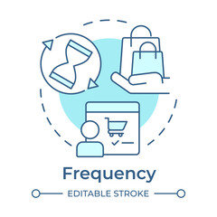 Frequency soft blue concept icon. Online commerce, purchase. Customer shopping, market. Round shape line illustration. Abstract idea. Graphic design. Easy to use in infographic, article