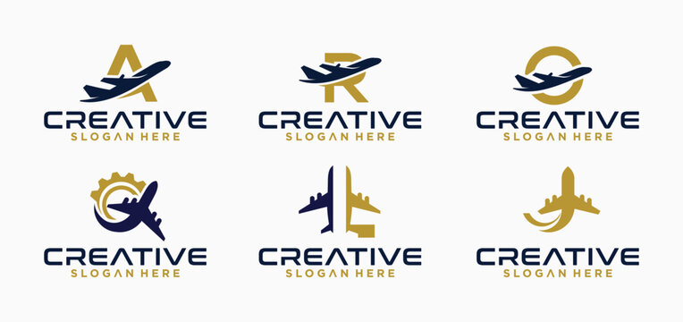 Airplane initial K logo, Travel icon, Flight logo sign, airline company logo, and air transportation.