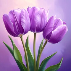 Purple tulips close up