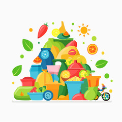 Fototapeta premium garbage pile with colorful plastic and food waste. Concept of pollution recycling