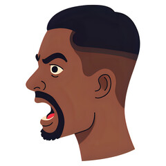 Illustration of an angry man shouting in profile view