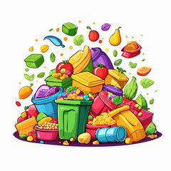 Obraz premium garbage pile with colorful plastic and food waste. Concept of pollution recycling