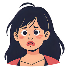 Cartoon woman with dark hair expressing worry and concern