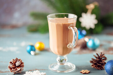 Lumumba cocktail or Tote Tante. Alcohol christmas drink with cocoa, rum and cream.