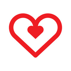 Bold Red Nested Heart Outline Logo Symbol on White Background