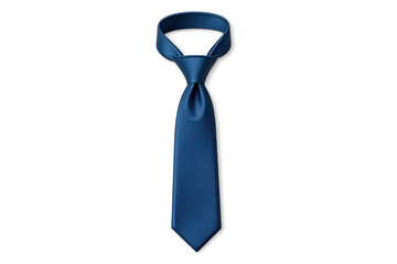 Blue formal necktie hanging on transparent background