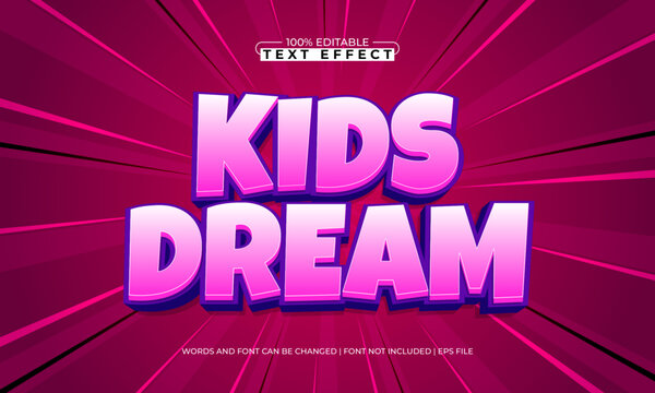 kids dream editable text effect