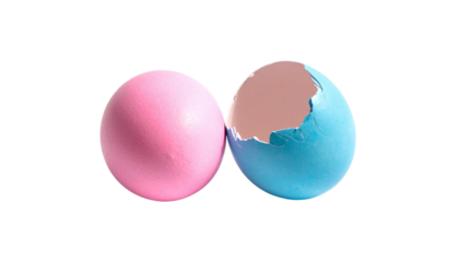 Two cracked Easter egg variations isolated on transparent background