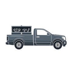 Side view of a professional work truck with an open toolbox for maintenance and repair services