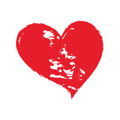 Single Solid Red Grunge Heart Brush Stroke Paint Texture