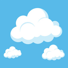 Three Fluffy White Clouds Against a Bright Blue Sky