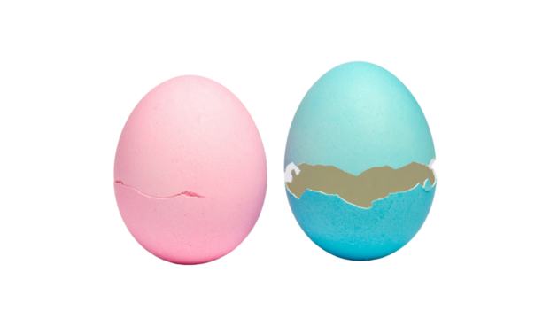 Split pink and blue Easter egg isolated on transparent background - Powered by Adobe