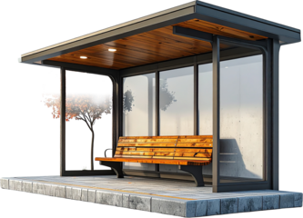 Bus Stop Isolated on White Background