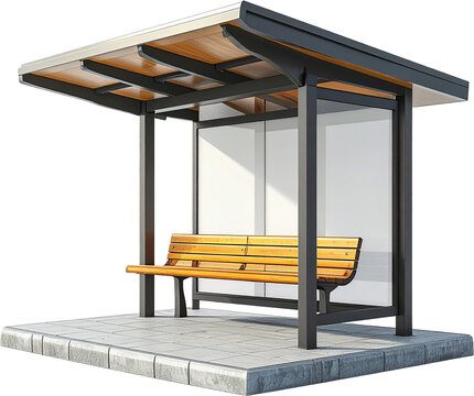 Bus Stop Isolated on White Background