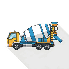 Dynamic Flat Design Concrete Mixer Truck Icon for Construction Industry Projects and Urban Development