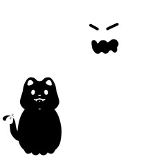 Halloween , cute spooky illustration, black cat and ghost