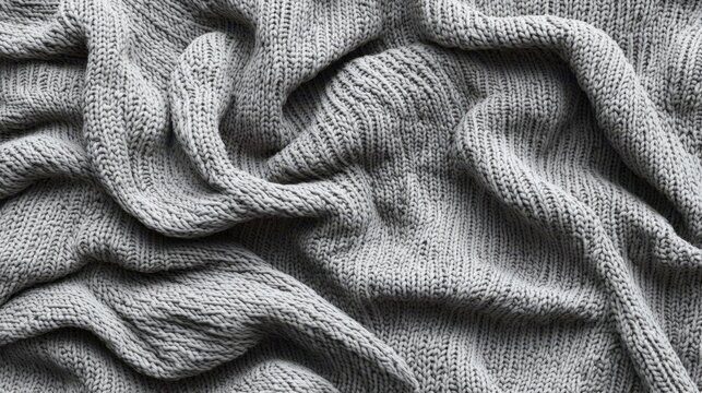 Knitted Fabric Texture Close Up, Soft and Warm with Intertwined Yarns