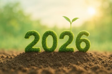 Green Numbers 2026 Representing Growth and Environmental Sustainability in Nature