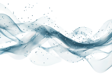 Abstract representation of data streams flowing in fluid dynamics with particles moving through a translucent medium