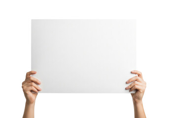 Hands Holding Blank White paper Board