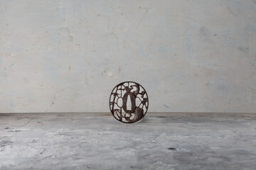 Tuba Samurai Katana Toshingu Japanese Edo Iron Tsuba with Bamboo Plum Design