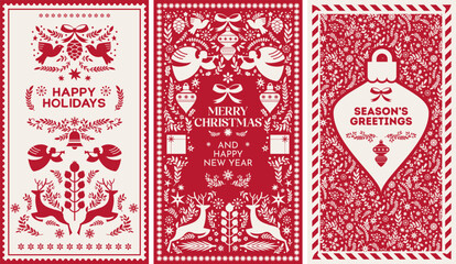 Red White Christmas Angels Illustration