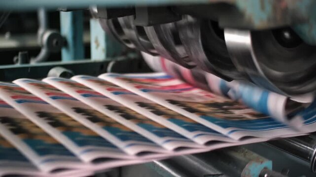 newspaper being printed offset printing press.new