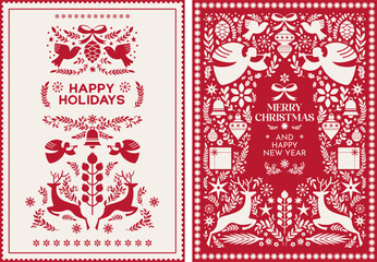 Scandinavian Christmas Tree Angels Illustration