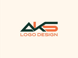 Modern AKS Lettermark Logo in Orange and Green — Bold Creative Typography Design for Tech, Startup, or Fashion Brands