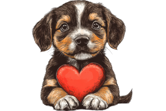 Puppy with heart eyes looking up adorably, capturing pure love and joy in its big, bright eyes