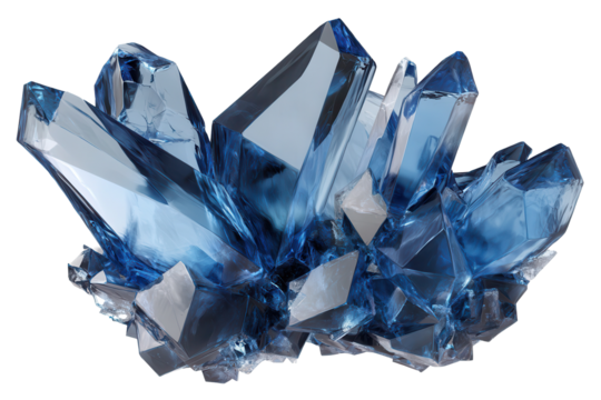 Stunning blue formation of levitating crystalline structures showcasing intricate details and vibrant shades in a fascinating display of natural beauty