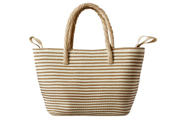 Obraz premium Beach bag with rope handles designed for summer outings, perfect for carrying essentials like towels, sunscreen, and snacks for a day at the shore or poolside