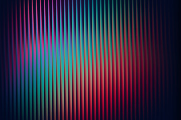 Fototapeta premium Abstract backdrop featuring a vertical ribbed pattern with a striking gradient transitioning from teal and cyan to deep red and magenta, evoking a sense of energy and depth