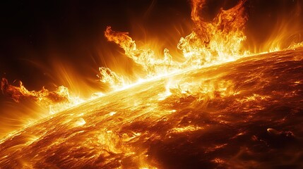 Abstract solar art depicting an immense eruption of superheated plasma in unseen colors against space.
