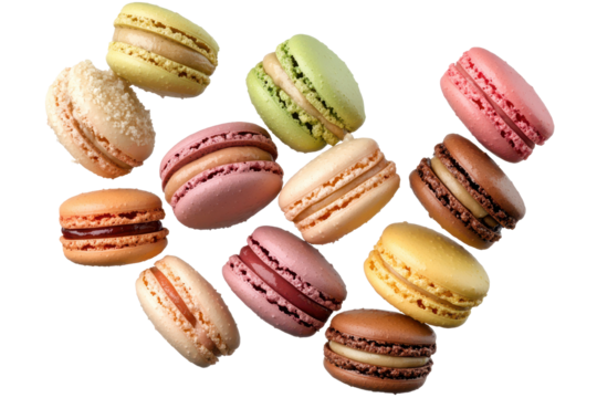 Colorful collection of macarons arranged in a diagonal pattern perfect for dessert lovers and foodies