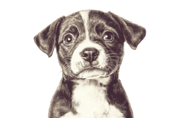 Puppy with heart eyes looking up adoringly in a cozy living room during a sunny afternoon