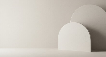 Abstract White Arch Forms Minimalist Background.