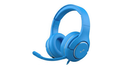 Blue gaming headset isolated on transparent background 