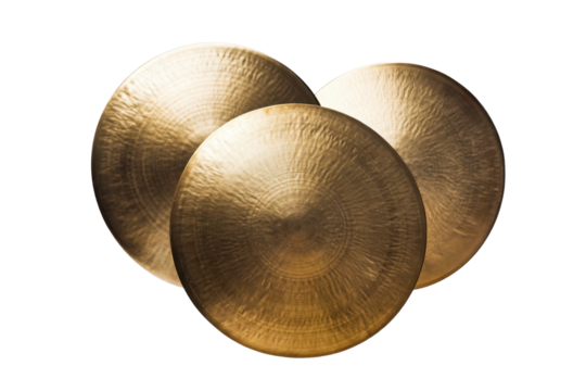 Cymbals shine brightly isolated on a transparent background for music lovers and percussion enthusiasts seeking high-quality visuals