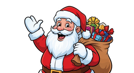 A cheerful cartoon vector illustration of Santa Claus isolated on white, white background