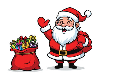 A cheerful cartoon vector illustration of Santa Claus isolated on white, white background