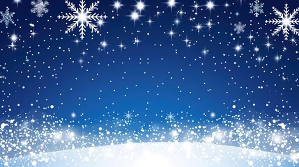 Winter-Themed Abstract Background with Deep Blue and Glittering Snowflakes

