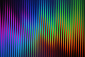 A captivating abstract background with a distinct vertical ribbed pattern, showcasing a vivid spectrum of colors from deep purple and electric blue to bright green and warm orange tones
