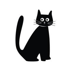Cat Sitting Calmly. Cute Sitting Kitten. Sitting Cat Illustration