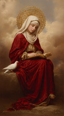 Saint Teresa of Avila holding an open Bible. AI generative.