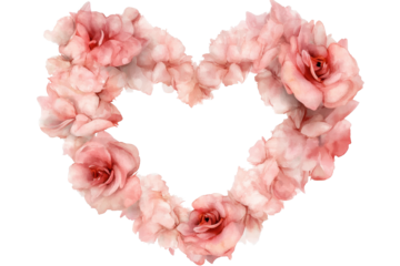 Romantic heart shaped wedding arch decorated with roses in a beautiful outdoor setting during a sunny day