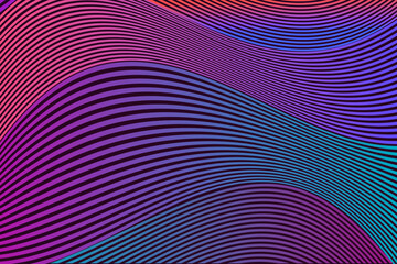 Mesmerizing abstract vector with dynamic wavy lines and vibrant gradients of purple, blue, pink, and teal, ideal for modern design projects needing depth, motion, and a bold, futuristic aesthetic