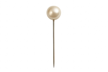 Pearl head straight pin on transparent background